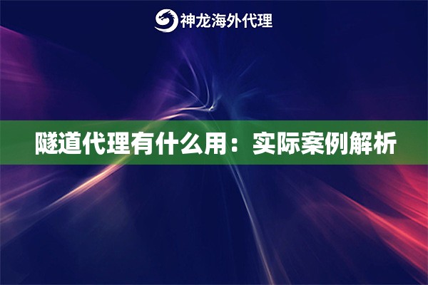 隧道代理有什么用：实际案例解析