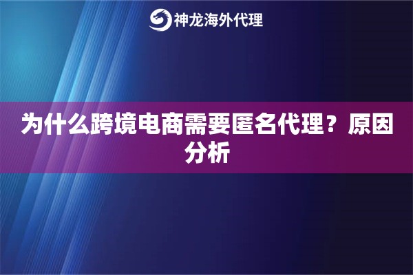 为什么跨境电商需要匿名代理?原因分析 为什么跨境电商需要匿名代理?原因分析
