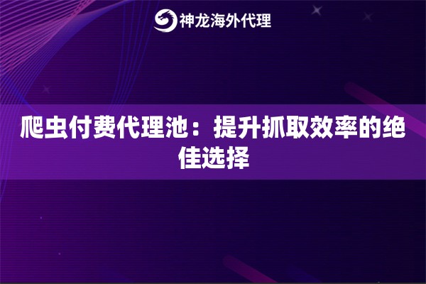 爬虫付费代理池：提升抓取效率的绝佳选择
