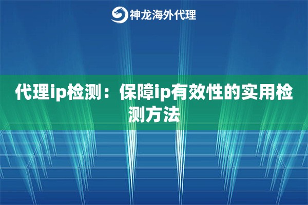 代理ip检测：保障ip有效性的实用检测方法