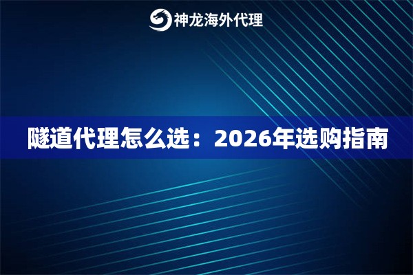 隧道代理怎么选：2026年选购指南