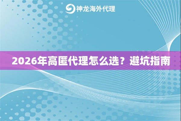 2026年高匿代理怎么选?避坑指南 2026年高匿代理怎么选?避坑指南