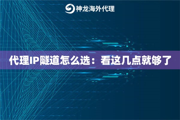 代理IP隧道怎么选：看这几点就够了
