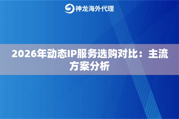2026年动态IP服务选购对比:主流方案分析 2026年动态IP服务选购对比:主流方案分析