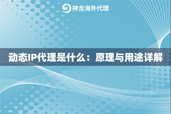 动态IP代理是什么：原理与用途详解