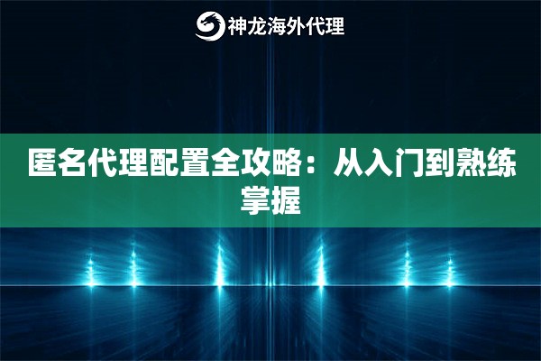匿名代理配置全攻略：从入门到熟练掌握
