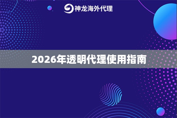 2026年透明代理使用指南 2026年透明代理使用指南