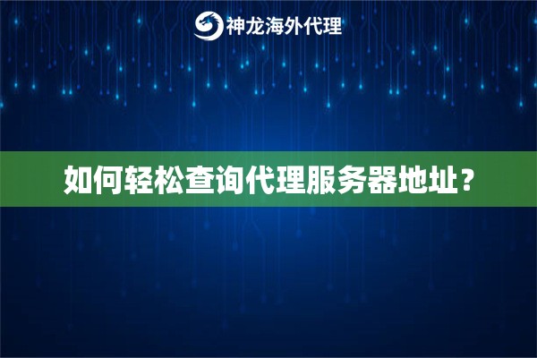 如何轻松查询代理服务器地址？