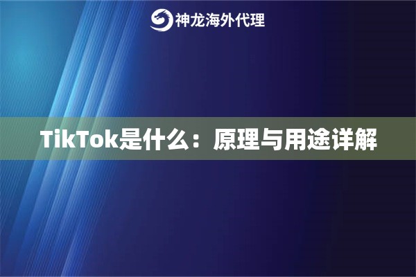 TikTok是什么：原理与用途详解