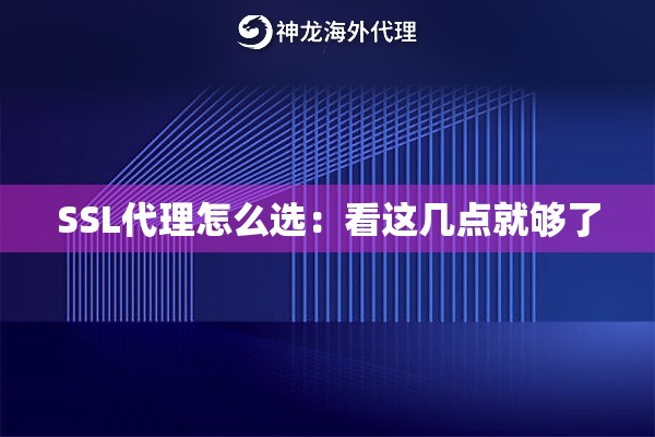 SSL代理怎么选：看这几点就够了