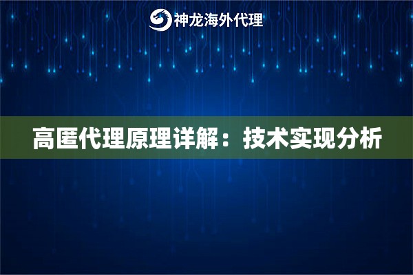 高匿代理原理详解：技术实现分析