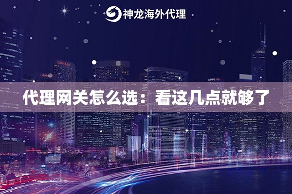 代理网关怎么选:看这几点就够了 代理网关怎么选:看这几点就够了