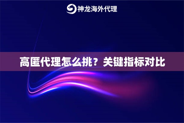 高匿代理怎么挑?关键指标对比 高匿代理怎么挑?关键指标对比