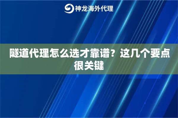 隧道代理怎么选才靠谱？这几个要点很关键