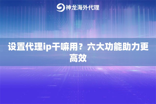 设置代理ip干嘛用？六大功能助力更高效