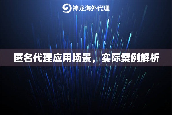 匿名代理应用场景，实际案例解析