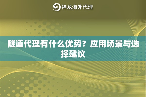 隧道代理有什么优势?应用场景与选择建议 隧道代理有什么优势?应用场景与选择建议