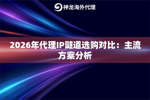 2026年代理IP隧道选购对比：主流方案分析