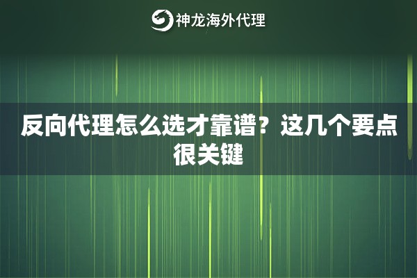 反向代理怎么选才靠谱?这几个要点很关键 反向代理怎么选才靠谱?这几个要点很关键