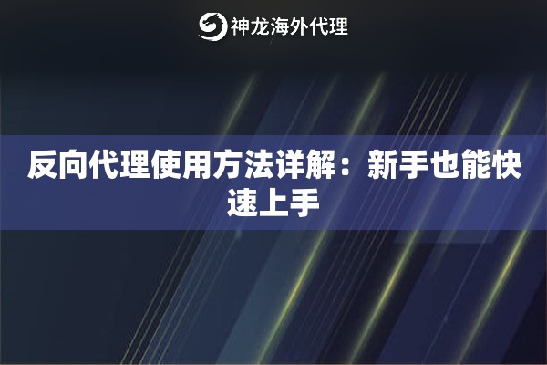 反向代理使用方法详解：新手也能快速上手