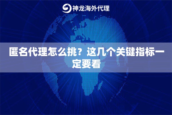 匿名代理怎么挑？这几个关键指标一定要看