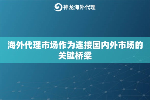 海外代理市场作为连接国内外市场的关键桥梁