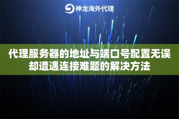 代理服务器的地址与端口号配置无误却遭遇连接难题的解决方法