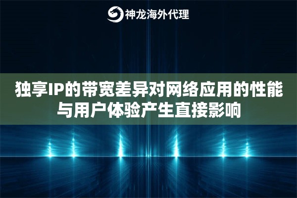 独享IP的带宽差异对网络应用的性能与用户体验产生直接影响