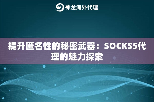 提升匿名性的秘密武器：SOCKS5代理的魅力探索