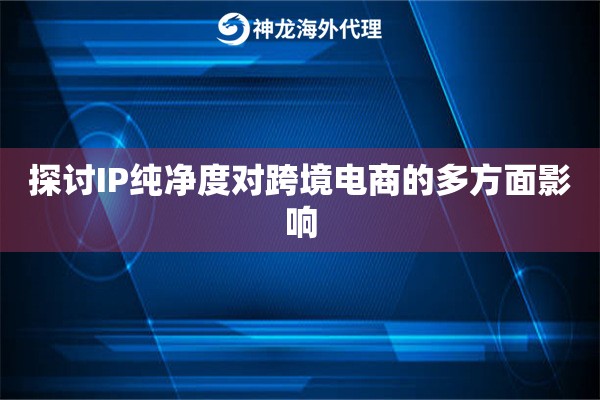探讨IP纯净度对跨境电商的多方面影响
