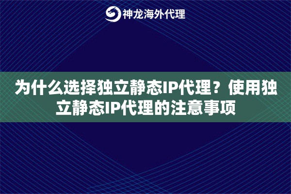 为什么选择独立静态IP代理？使用独立静态IP代理的注意事项