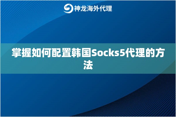 掌握如何配置韩国Socks5代理的方法