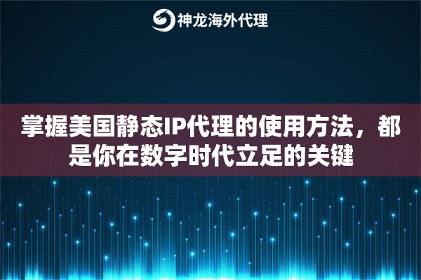 掌握美国静态IP代理的使用方法，都是你在数字时代立足的关键