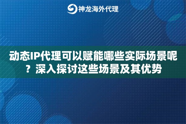 动态IP代理可以赋能哪些实际场景呢？深入探讨这些场景及其优势