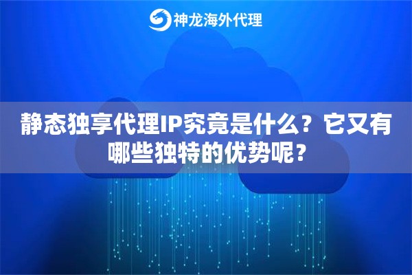 静态独享代理IP究竟是什么？它又有哪些独特的优势呢？