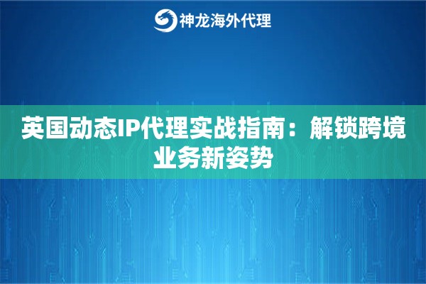 英国动态IP代理实战指南：解锁跨境业务新姿势