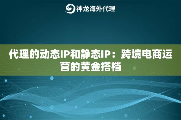 代理的动态IP和静态IP：跨境电商运营的黄金搭档
