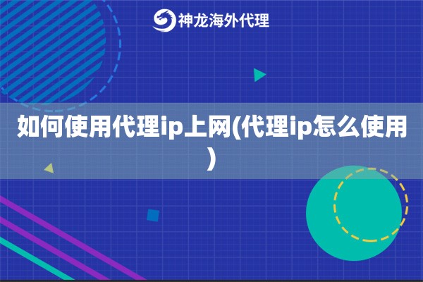 如何使用代理ip上网(代理ip怎么使用)