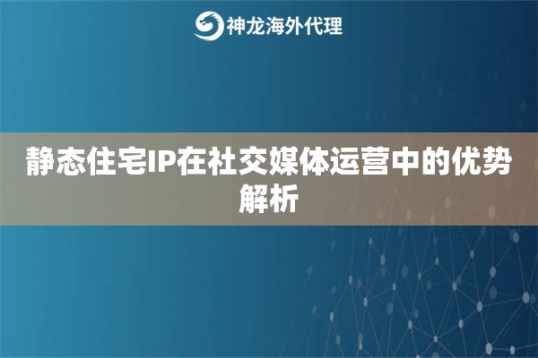 静态住宅IP在社交媒体运营中的优势解析