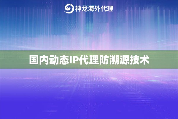 国内动态IP代理防溯源技术