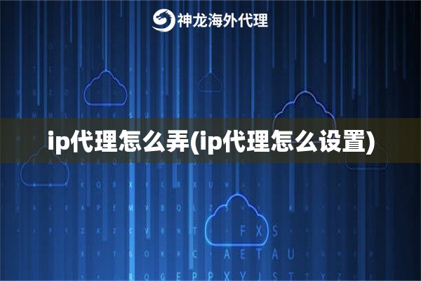 ip代理怎么弄(ip代理怎么设置)