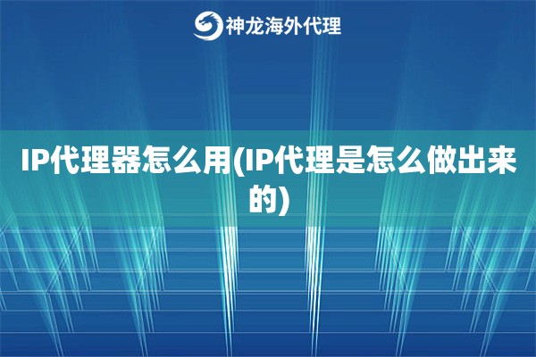 IP代理器怎么用(IP代理是怎么做出来的)