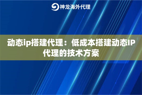 动态ip搭建代理：低成本搭建动态IP代理的技术方案