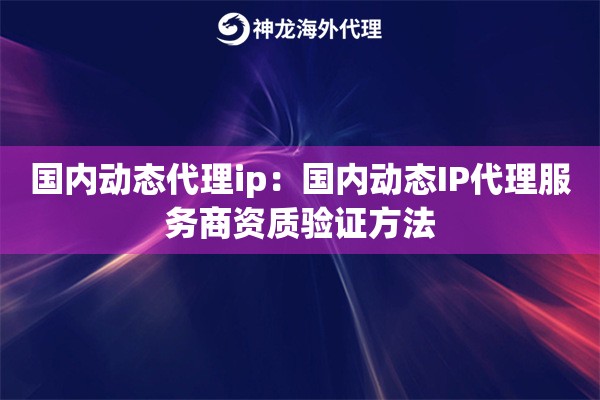 国内动态代理ip：国内动态IP代理服务商资质验证方法