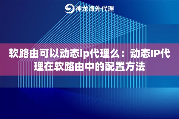 软路由可以动态ip代理么：动态IP代理在软路由中的配置方法