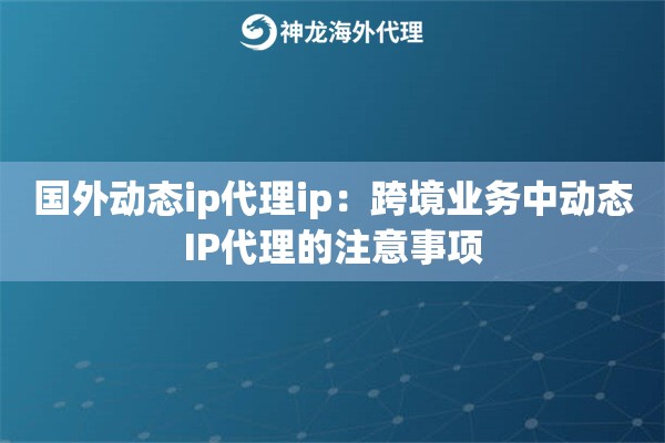 国外动态ip代理ip：跨境业务中动态IP代理的注意事项