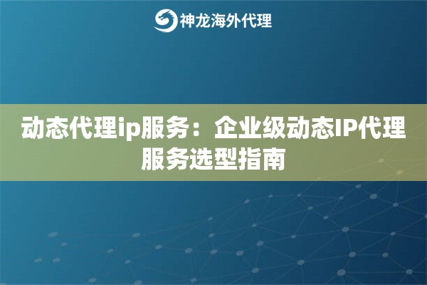动态代理ip服务：企业级动态IP代理服务选型指南