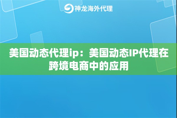 美国动态代理ip：美国动态IP代理在跨境电商中的应用