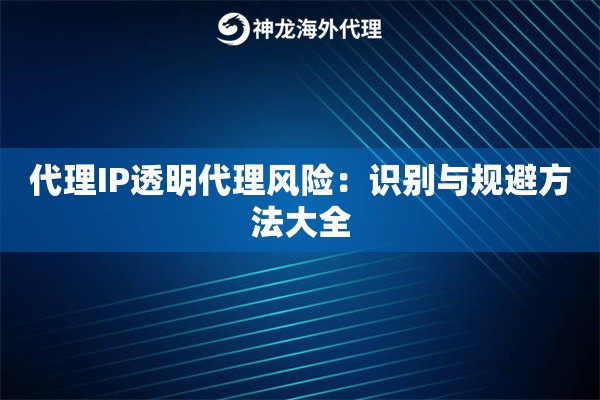 代理IP透明代理风险：识别与规避方法大全