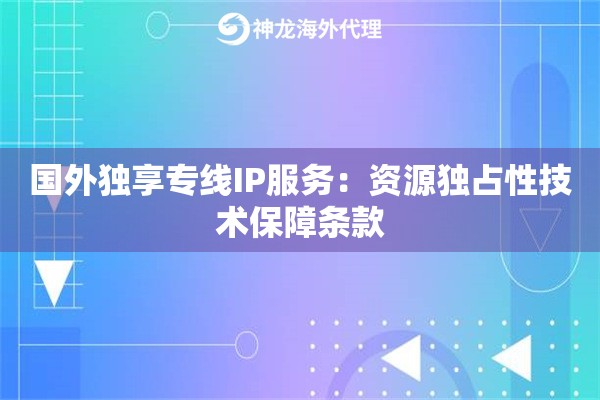 国外独享专线IP服务：资源独占性技术保障条款
